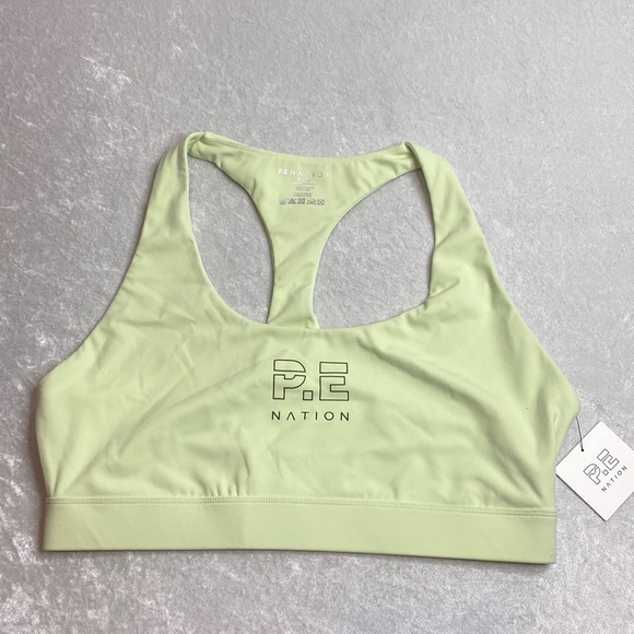 NWT PE Nation Logo Sports Bra Lime Green Size X-Large - Picture 1 of 3